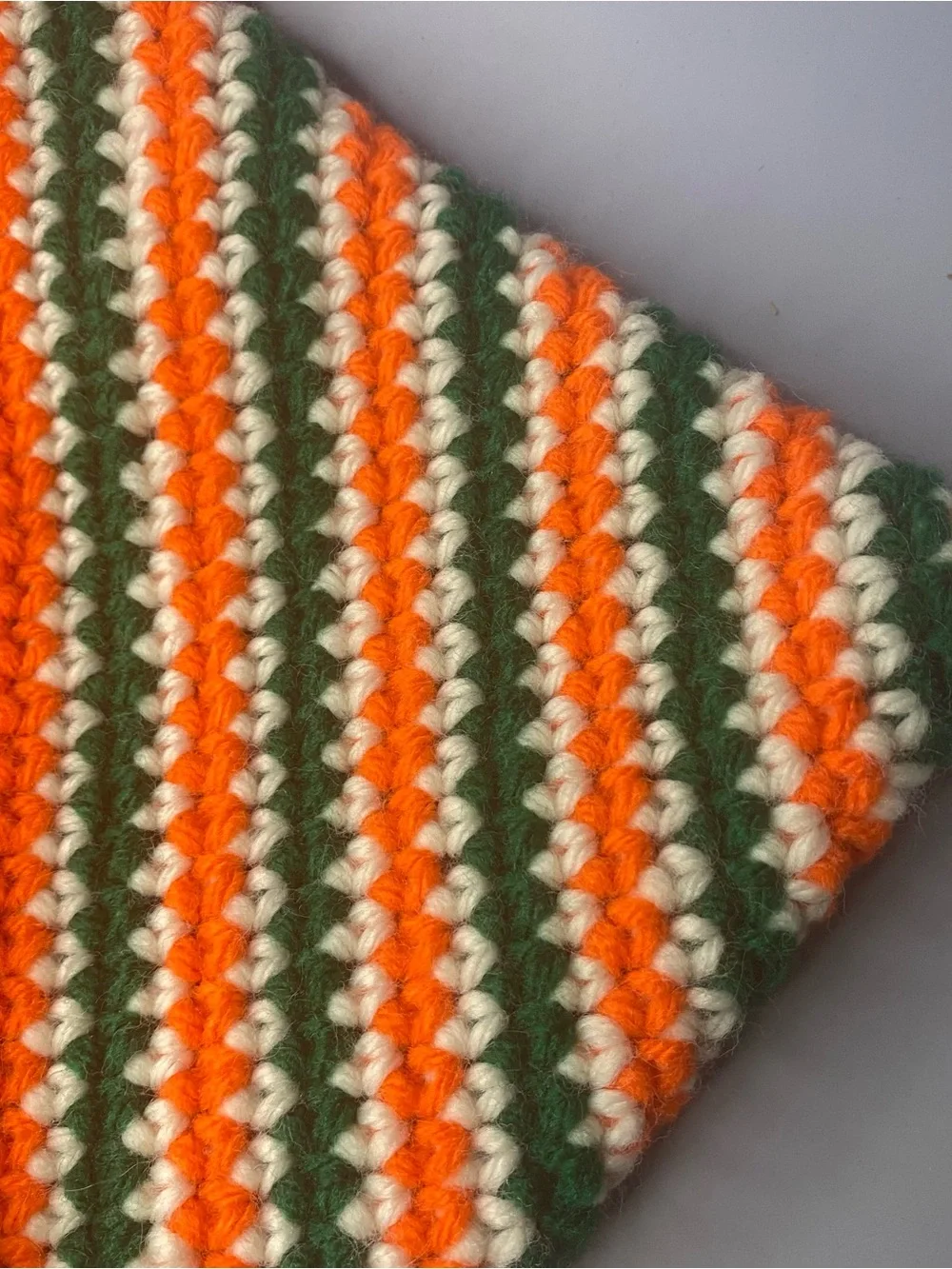 Handmade Crochet Pot Holders in Orange, Green & Cream 1970’s Retro Design